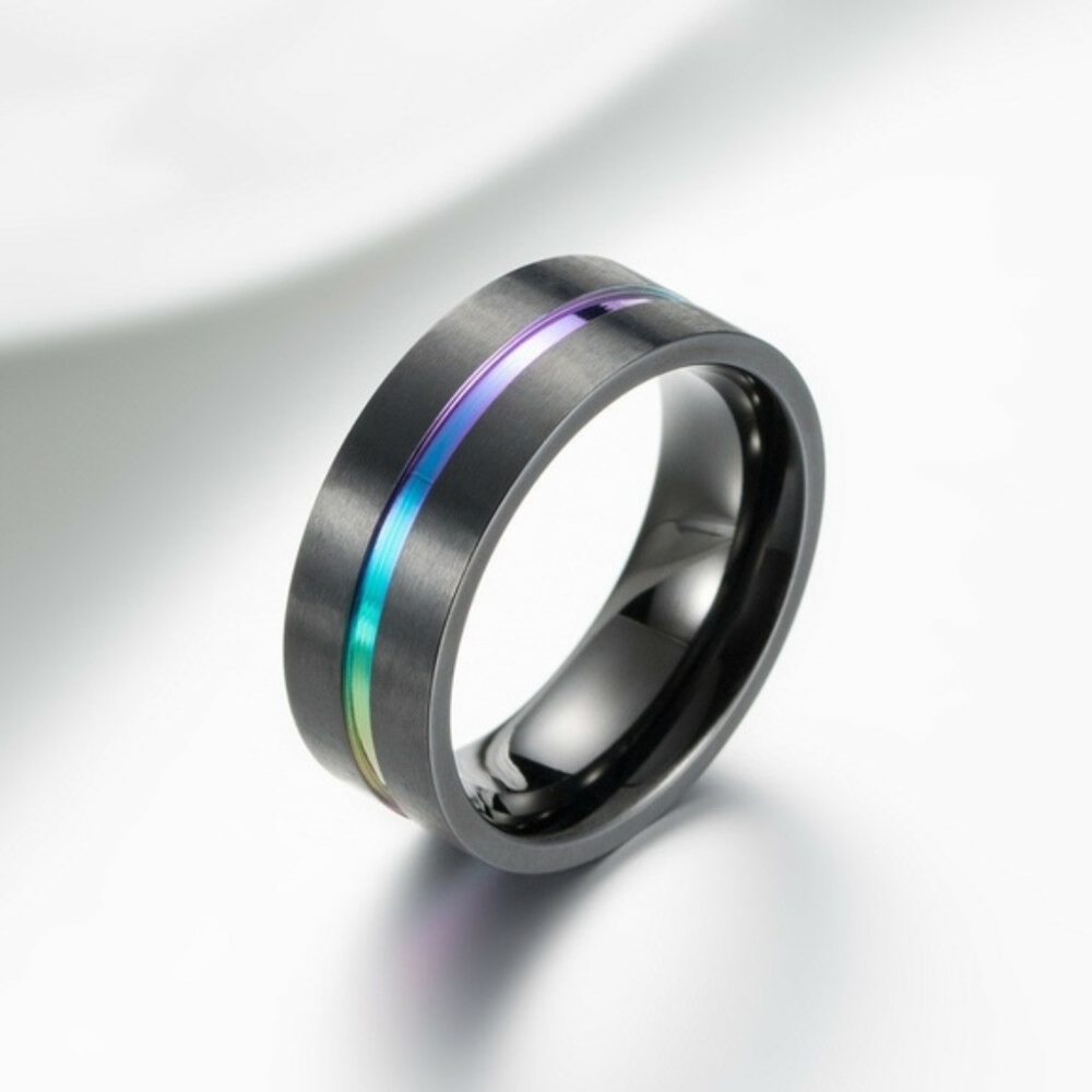Elegant Black and Rainbow Women's Ring